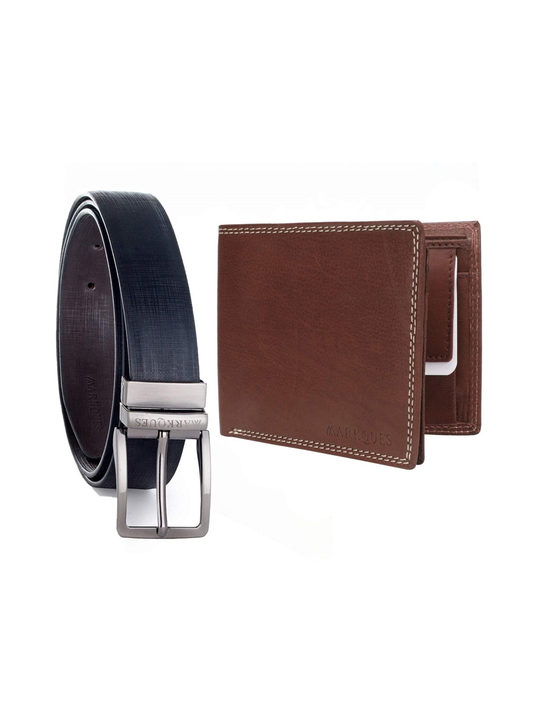 

MARKQUES Men Black & Brown Solid Leather Accessory Gift Set