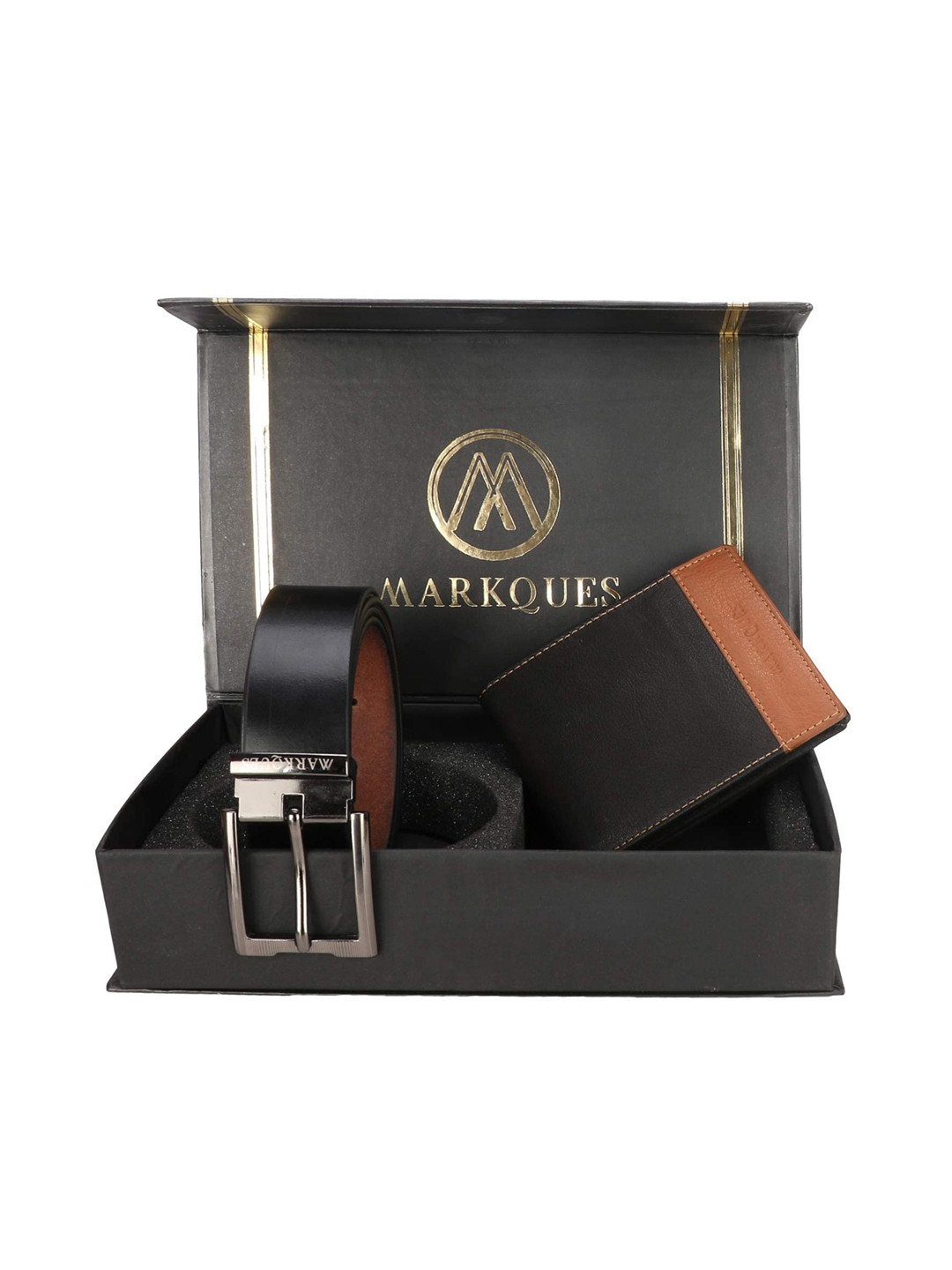 

MARKQUES Men Black Solid Leather Accessory Gift Set