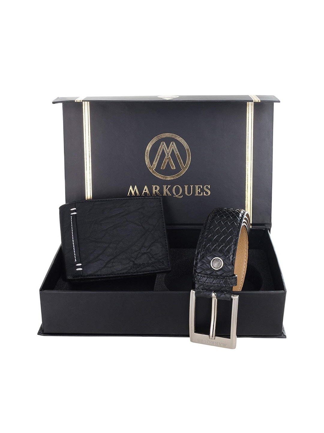 

MARKQUES Men Black Solid Leather Accessory Gift Set