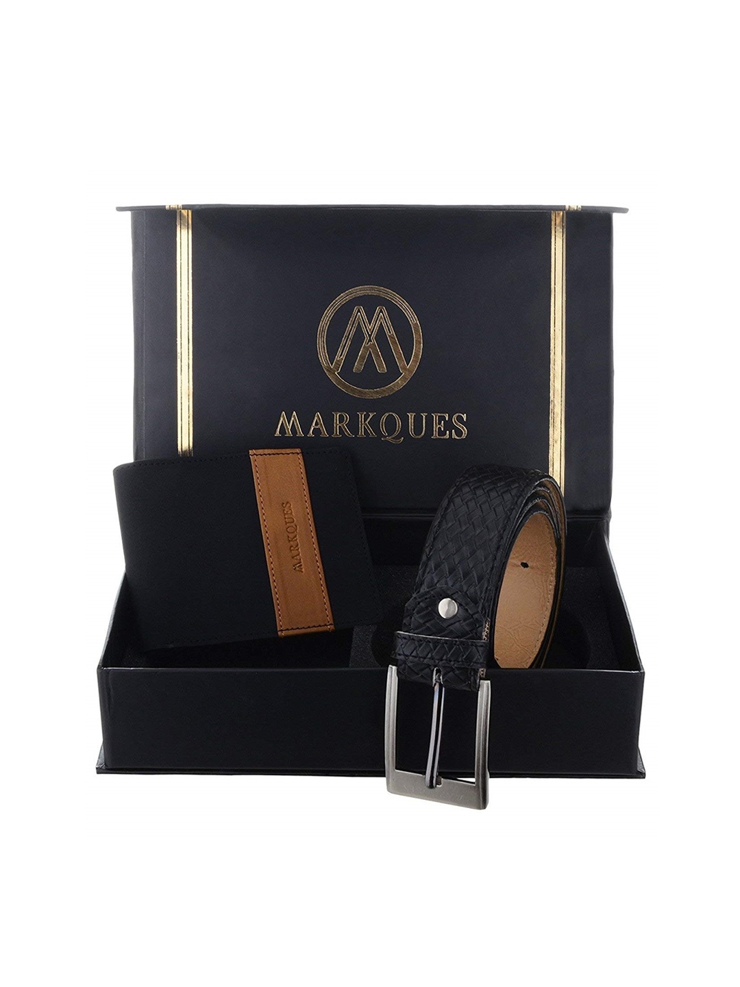 

MARKQUES Men Black Solid Leather Accessory Gift Set