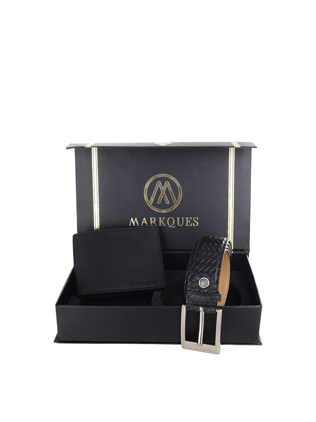 

MARKQUES Men Black Solid Leather Accessory Gift Set