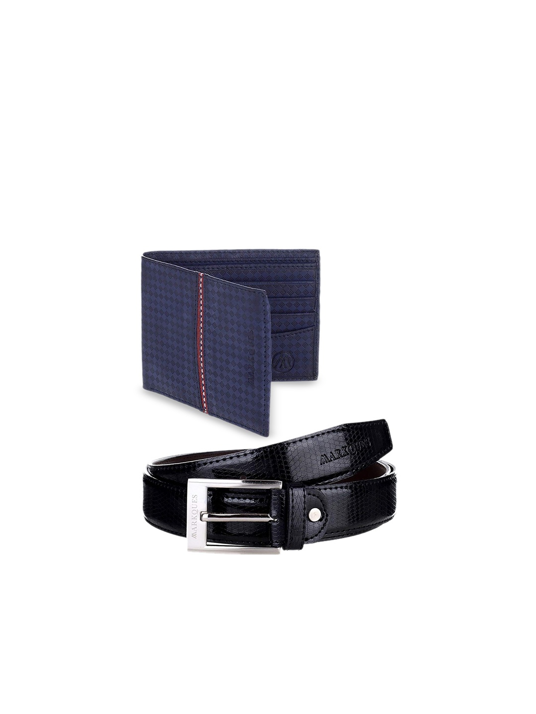

MARKQUES Men Black & Blue Solid Accessory Gift Set