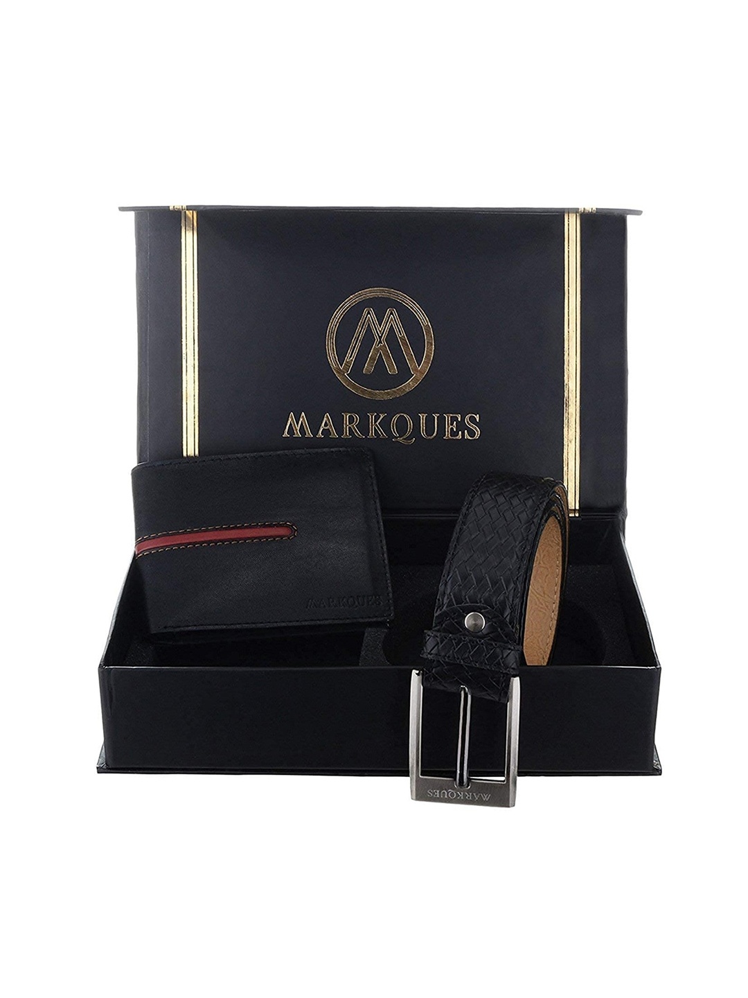

MARKQUES Men Black Solid Leather Accessory Gift Set