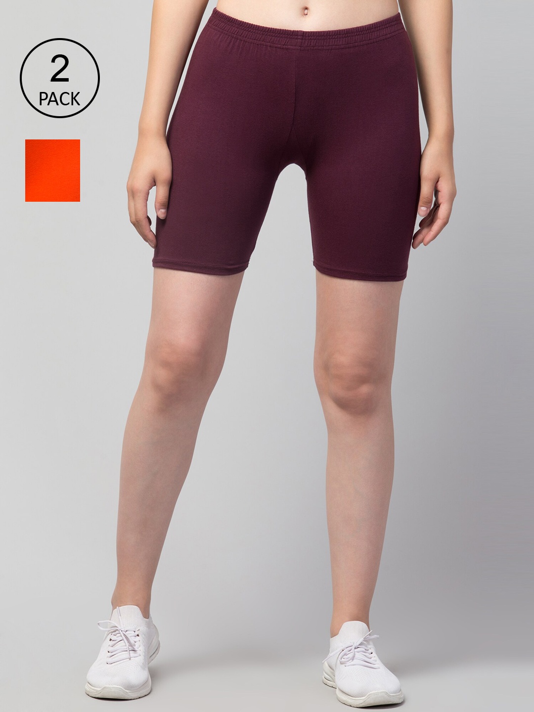 

Apraa & Parma Women Slim Fit Cycling Sports Shorts, Maroon