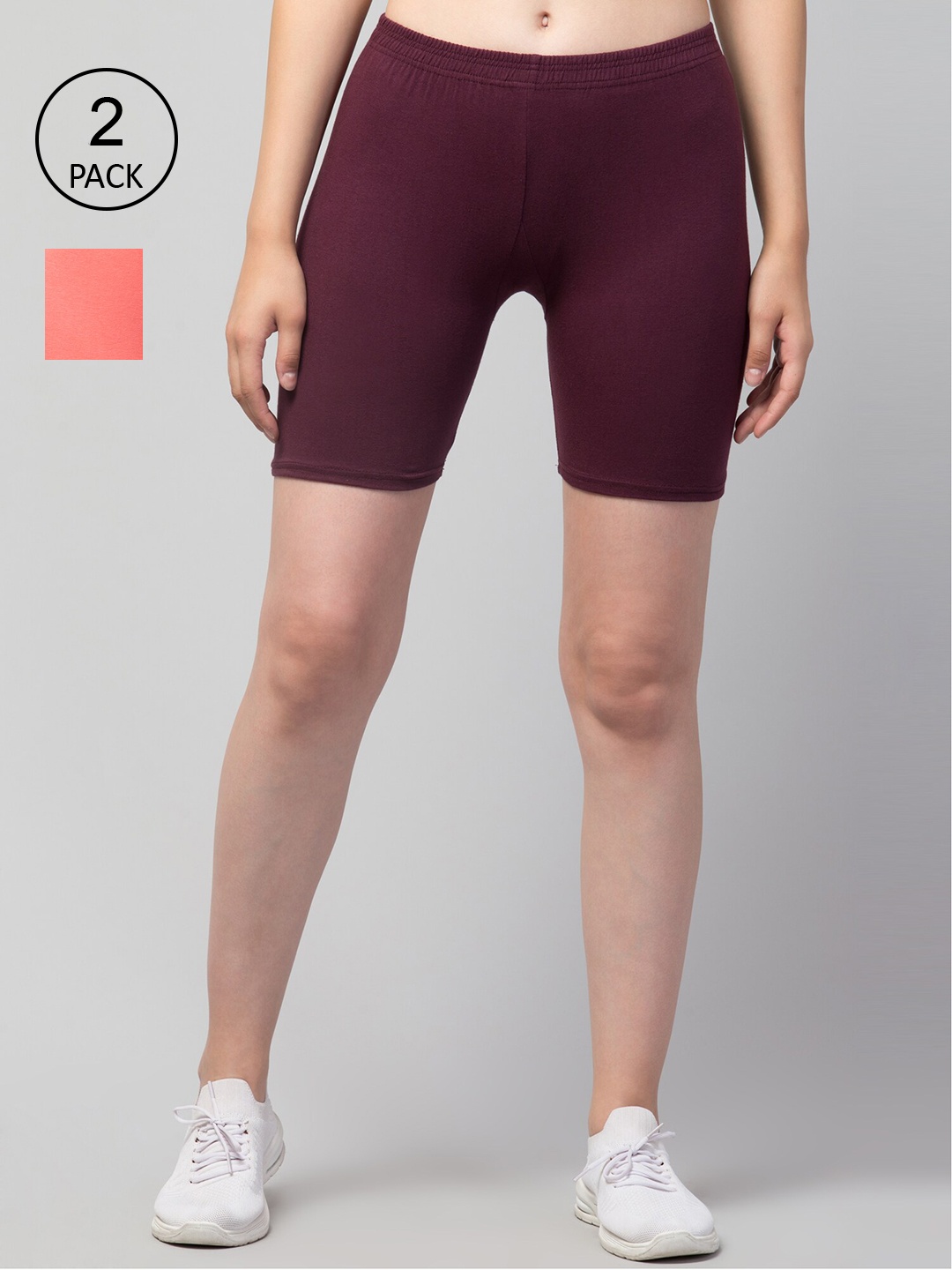 

Apraa & Parma Women Slim Fit Cycling Sports Shorts, Maroon