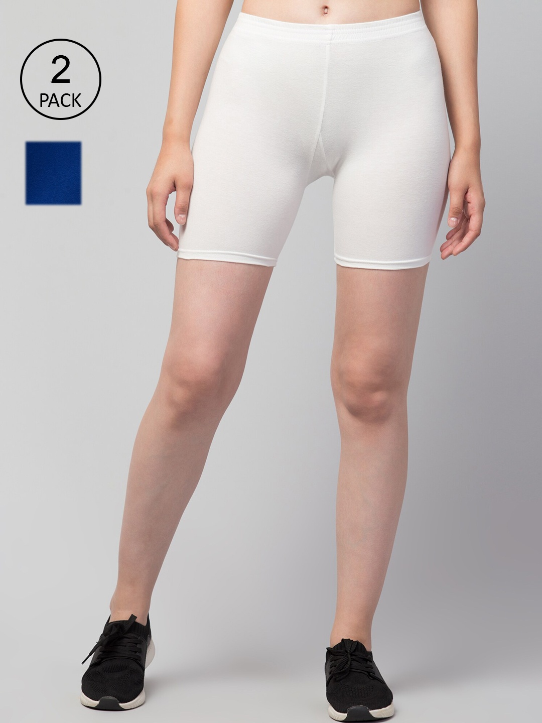 

Apraa & Parma Women Pack Of 2 Blue Slim Fit Cycling Pure Cotton Sports Shorts