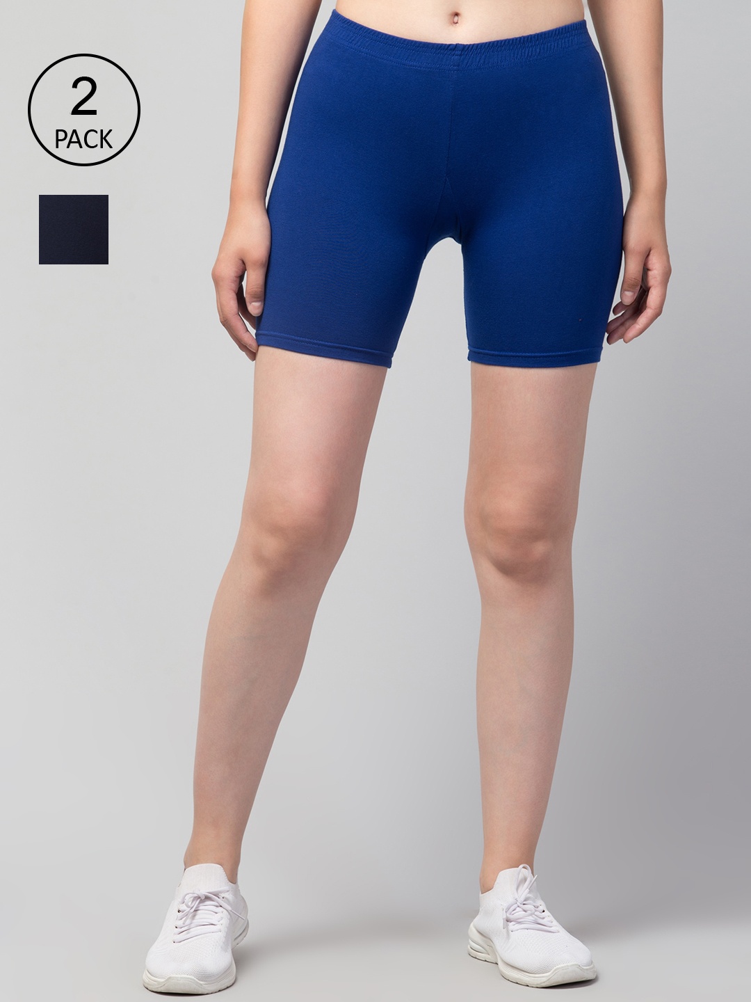 

Apraa & Parma Women Blue Pack Of 2 Slim Fit Cycling Pure Cotton Sports Shorts