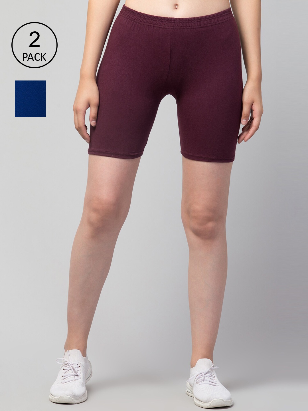 

Apraa & Parma Women Maroon Pack of 2 Slim Fit Cycling Pure Cotton Sports Shorts