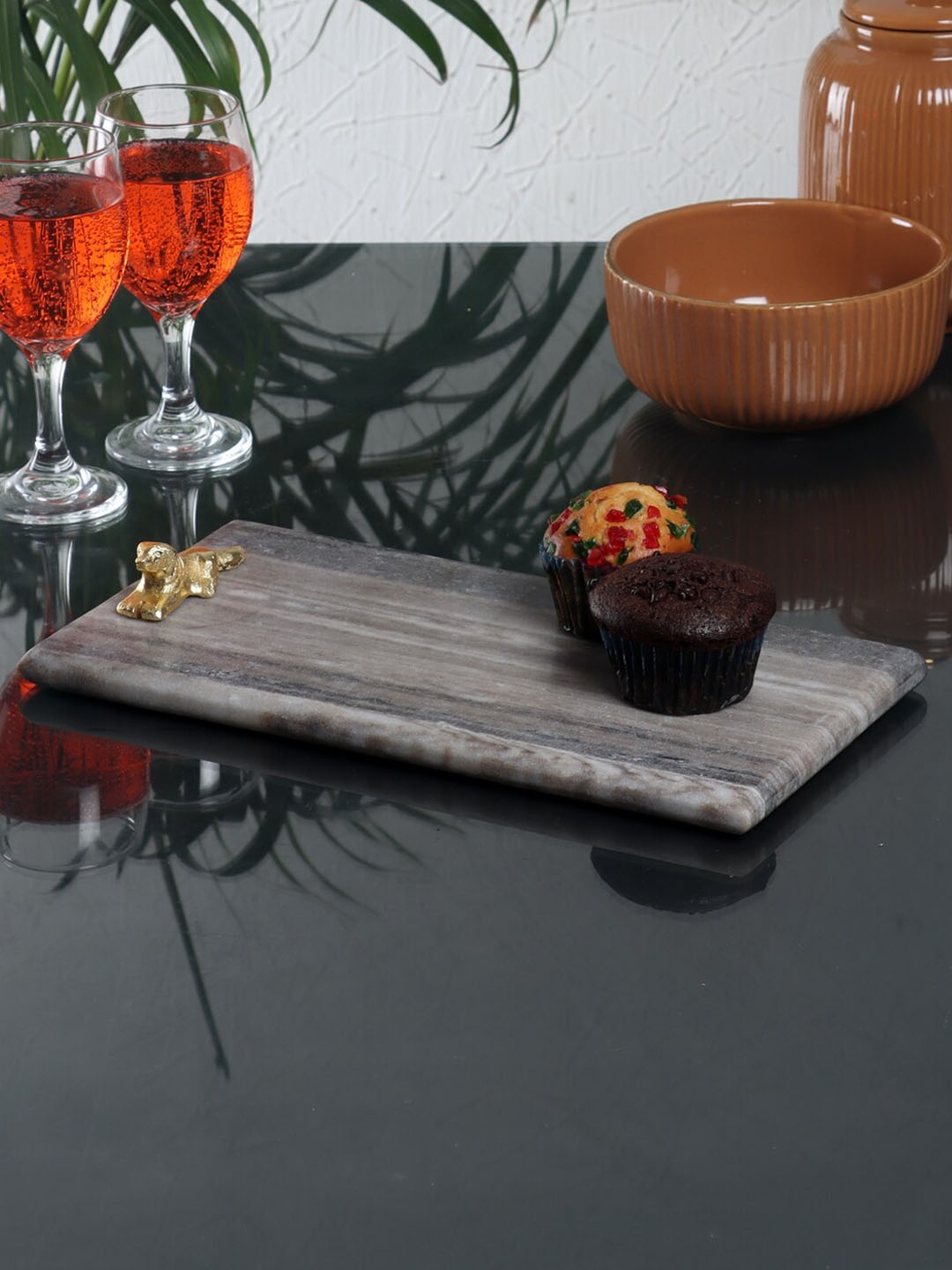 

NikkisPride Black Solid Rectangle Marble Serving Platter
