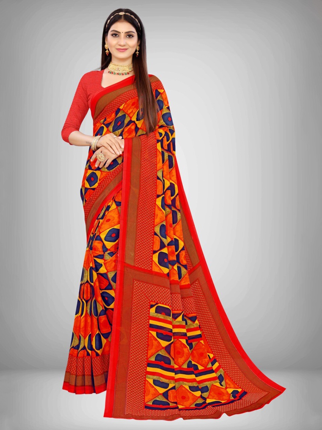 

Abhilasha Red & Yellow Pure Georgette Saree