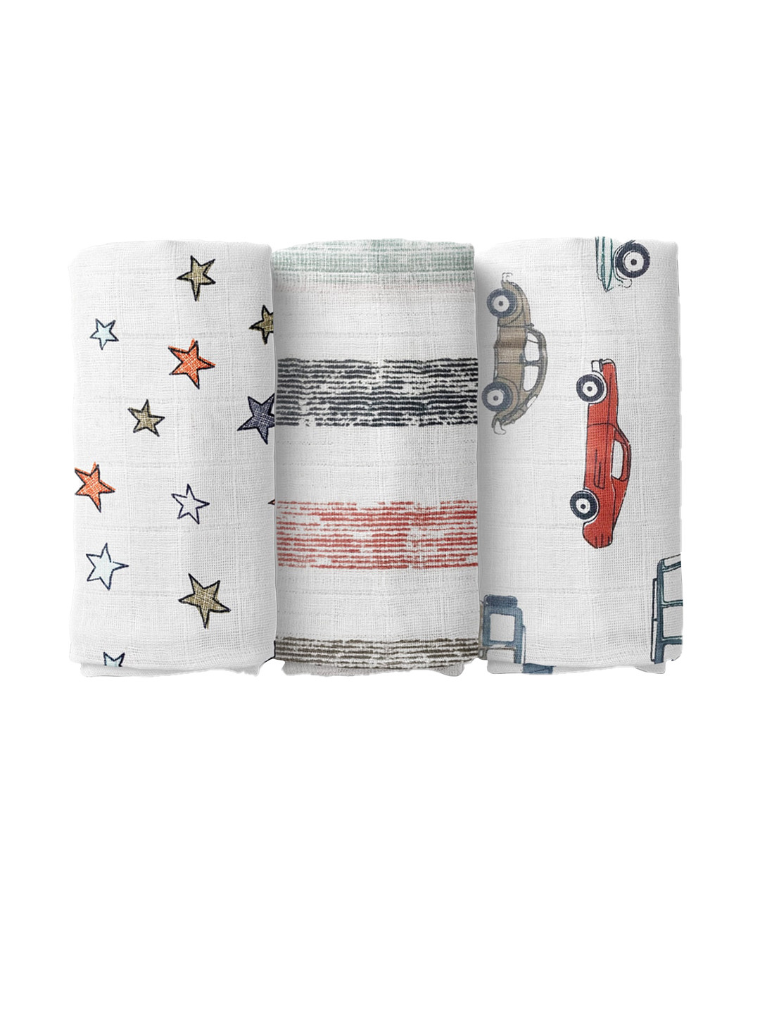 

Moms Home Kids Pack Of 3 White Organic Cotton Soft Baby Muslin Swaddle