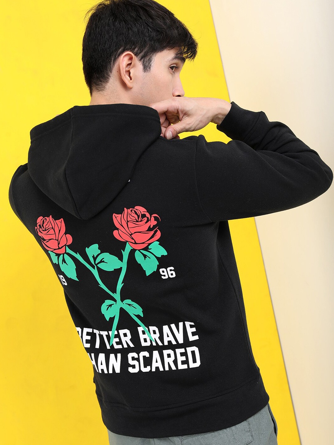 

HIGHLANDER Men Black Printed Hooded Sweatshirt