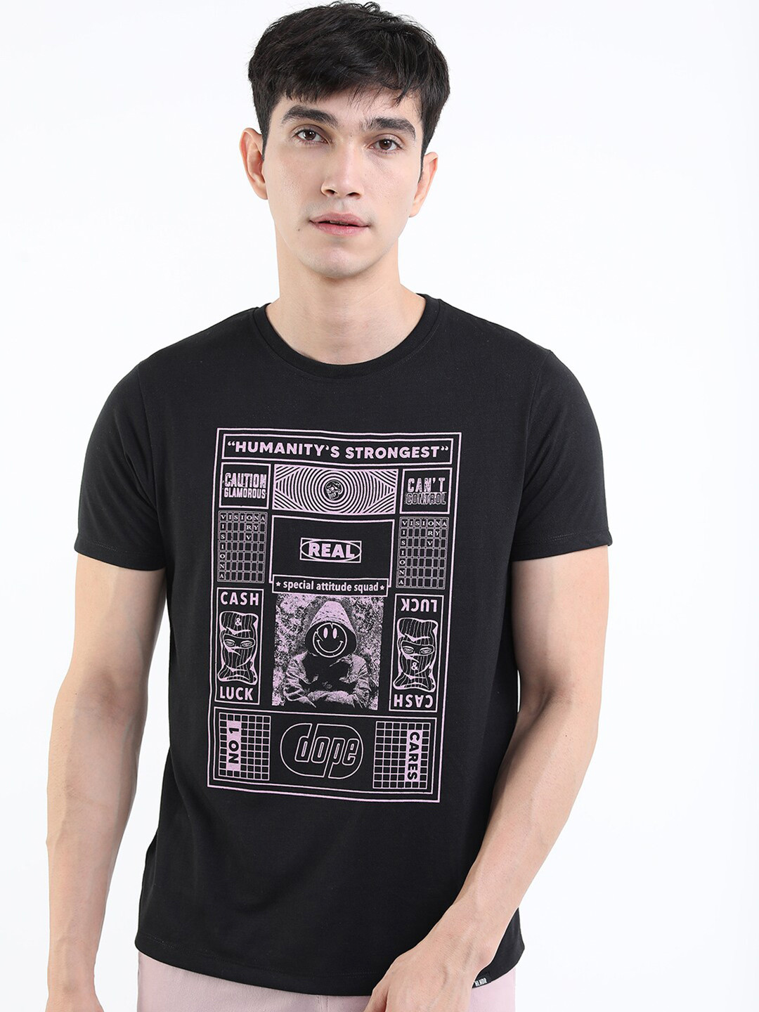 

HIGHLANDER Men Black Printed Slim Fit T-shirt