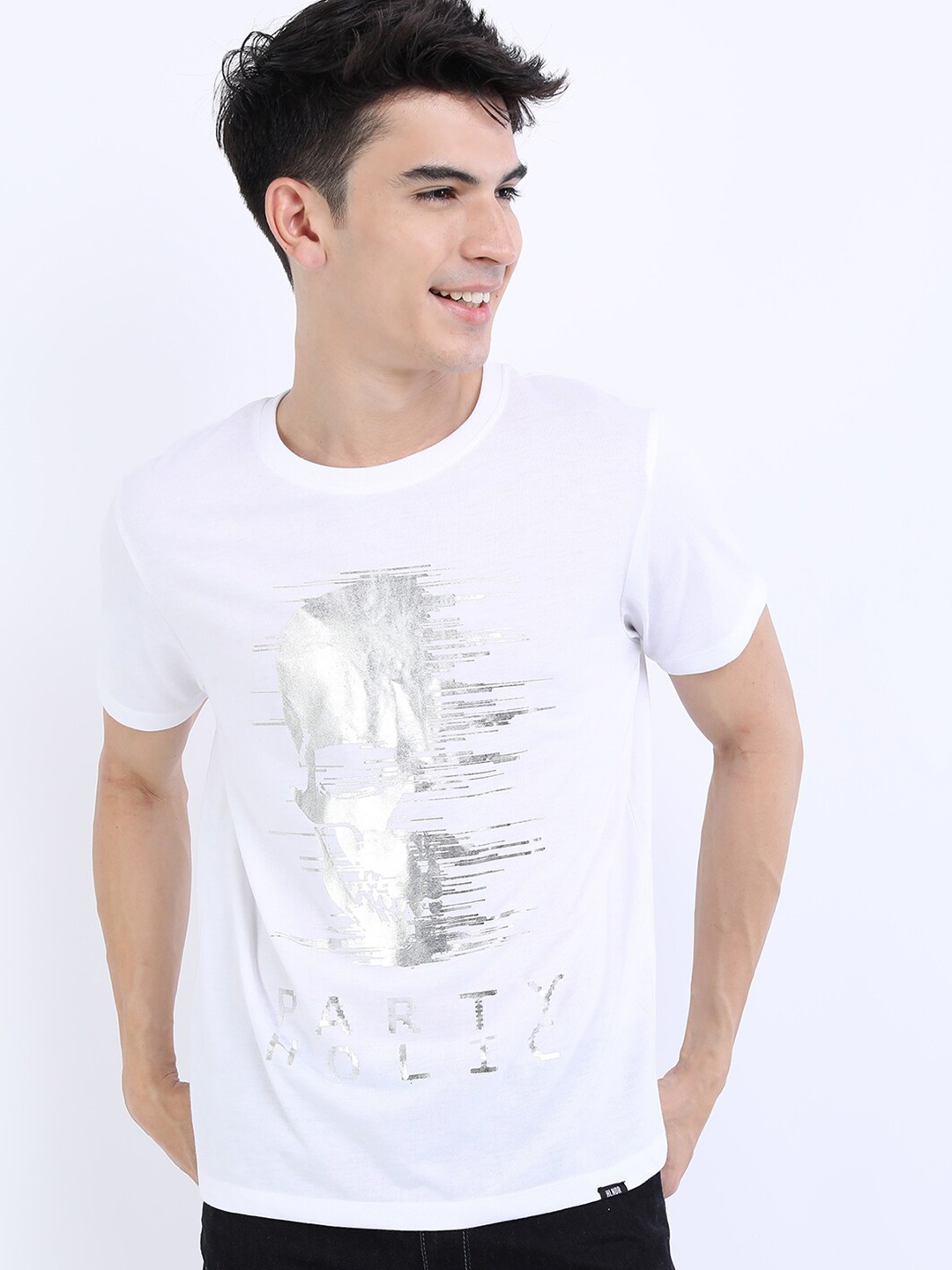 

HIGHLANDER Men White Printed Slim Fit T-shirt