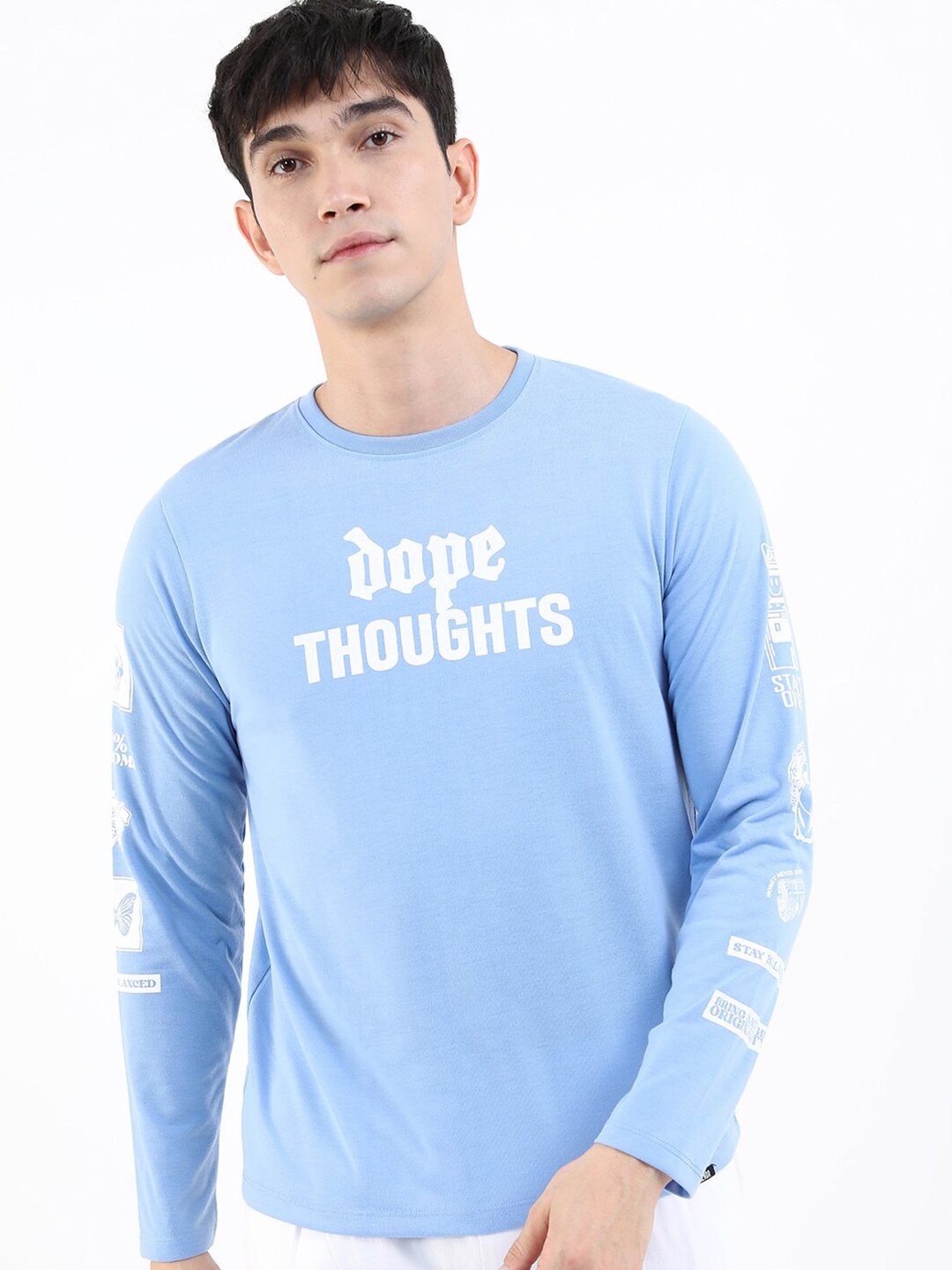 

HIGHLANDER Men Blue Typography Printed Slim Fit T-shirt