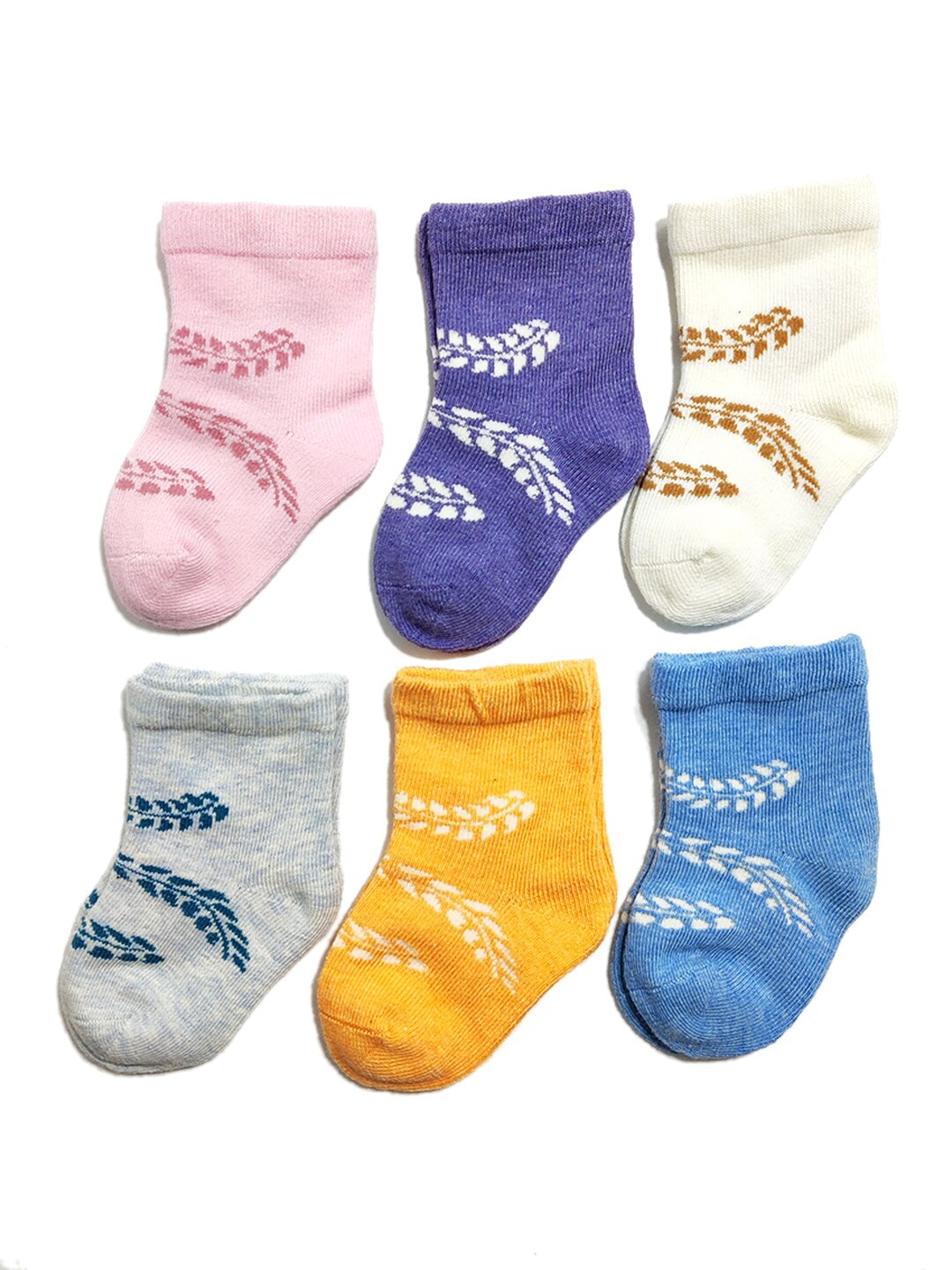 

FOOTPRINTS Kids Pack Of 6 Patterned Ankle-Length Cotton Socks, Multi