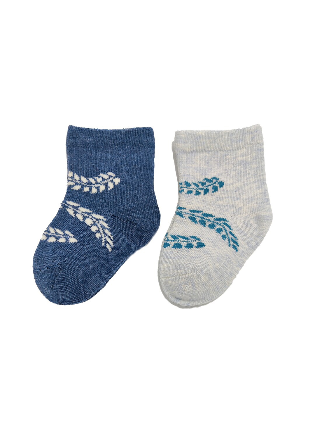 

FOOTPRINTS Kids Pack Of 2 Patterned Ankle-Length Cotton Socks, Blue