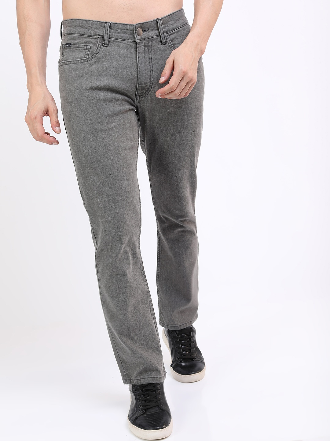 

KETCH Men Grey Straight Fit Clean look Cotton Stretchable Jeans