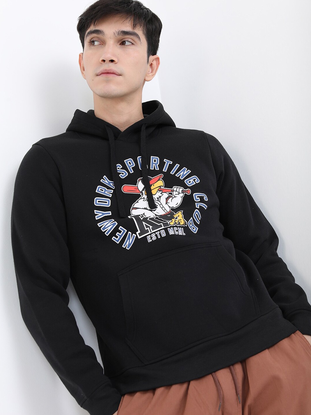 

KETCH Men Printed Hooded Sweatshirt, Black