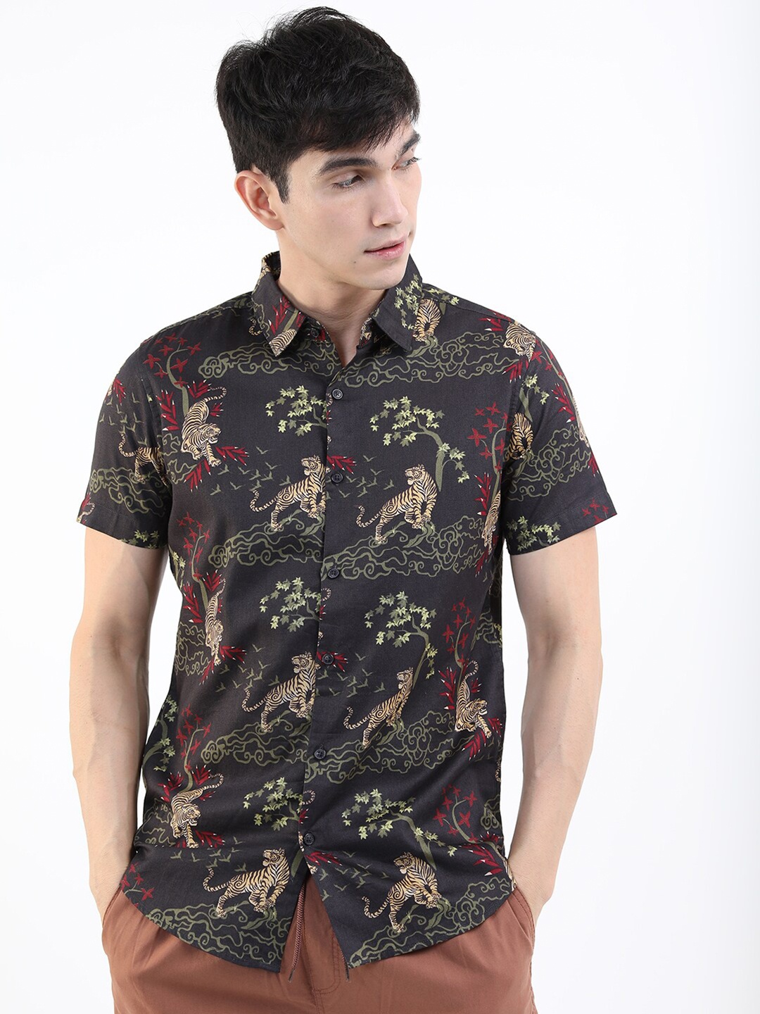 

KETCH Men Grey Slim Fit Floral Printed Casual Shirt