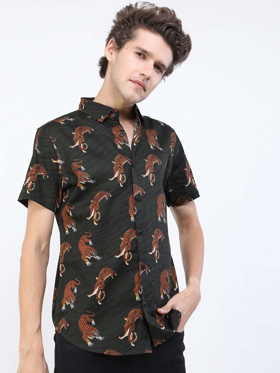 

KETCH Men Green Slim Fit Printed Casual Shirt