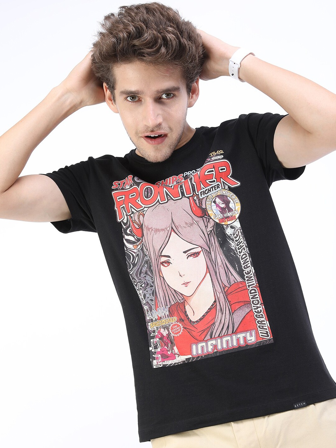 

KETCH Men Black Printed Slim Fit T-shirt