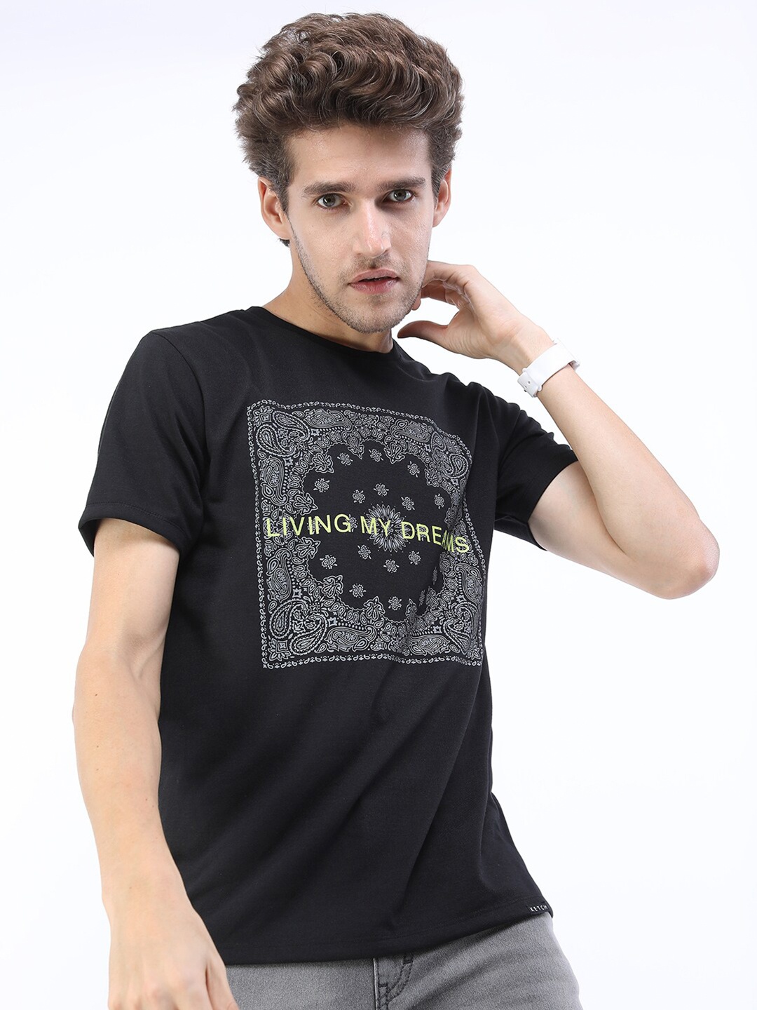 

KETCH Men Black Printed Slim Fit T-shirt