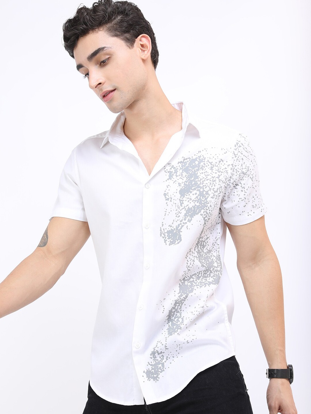 

KETCH Men White Slim Fit Printed Casual Shirt