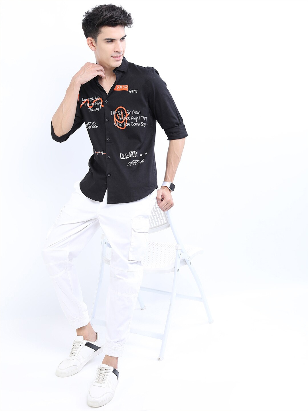 

KETCH Men Black Slim Fit Printed Casual Shirt