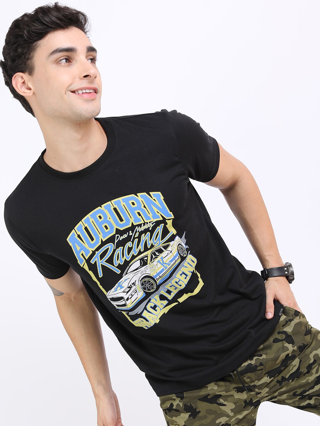 

KETCH Men Black Printed Slim Fit T-shirt
