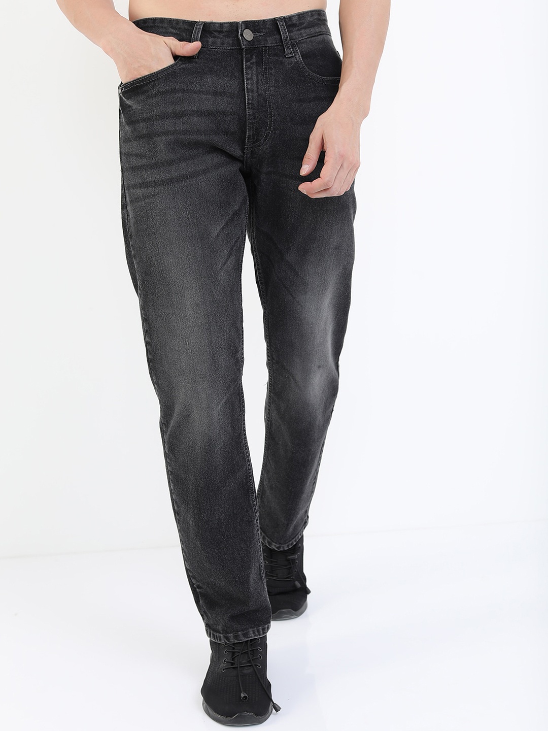 

KETCH Men Charcoal Straight Fit Light Fade Cotton Stretchable Jeans