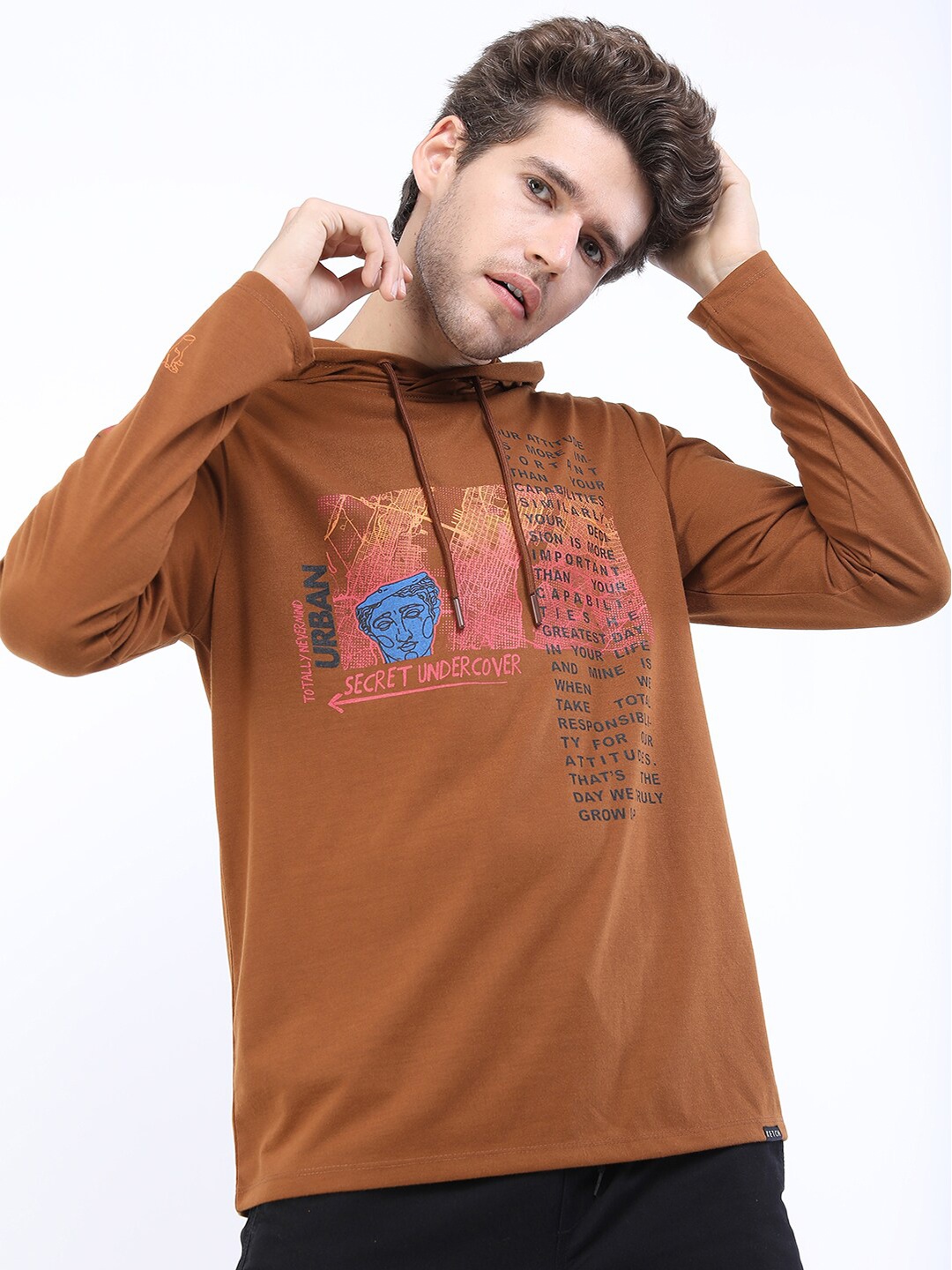 

KETCH Men Brown Printed Slim Fit T-shirt