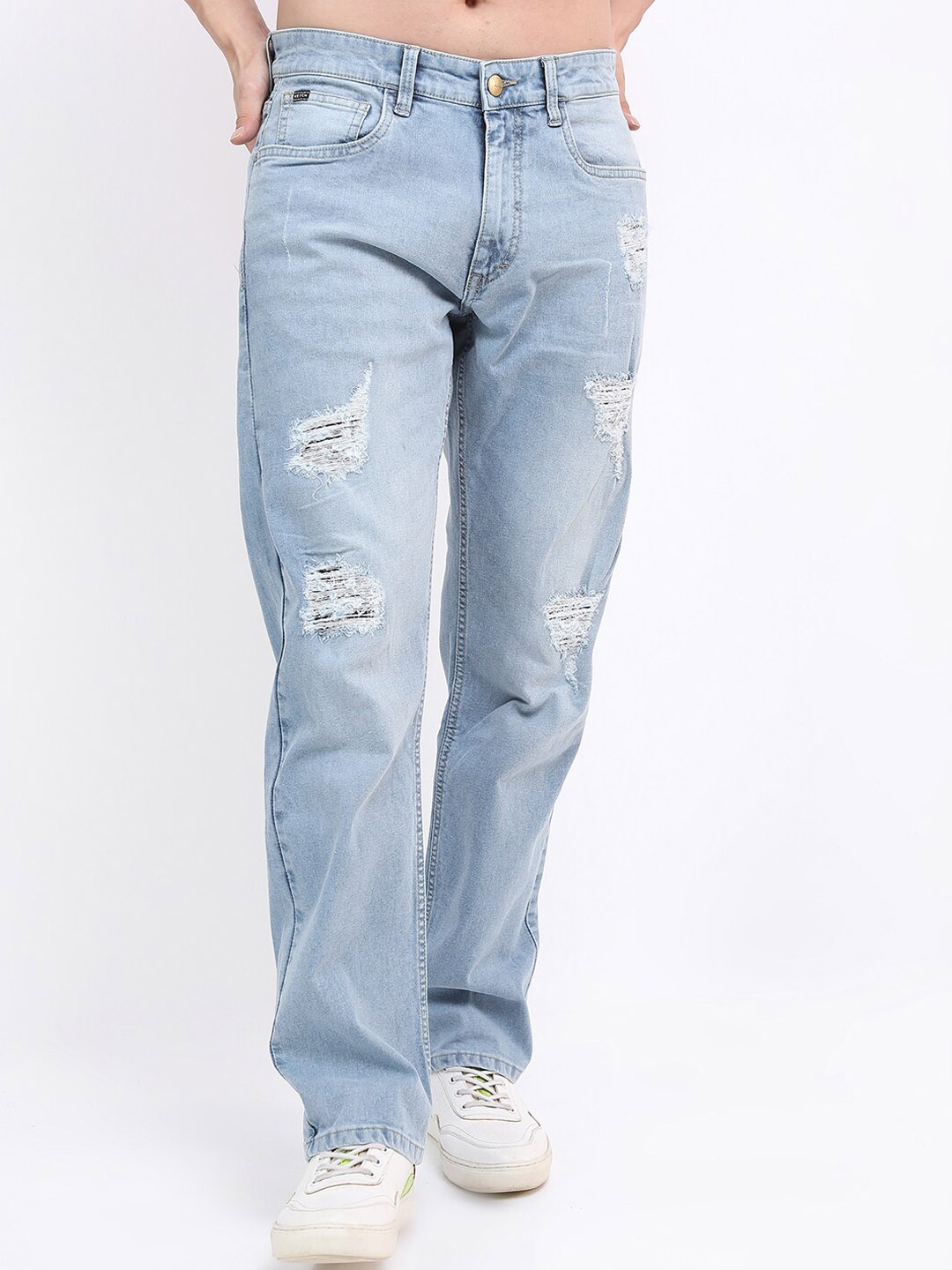 

KETCH Men Blue Straight Fit Mildly Distressed Light Fade Cotton Stretchable Jeans
