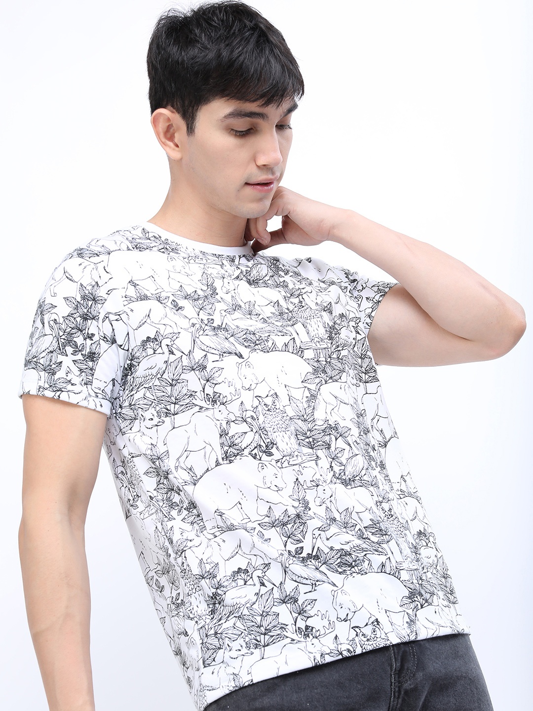 

KETCH Men Beige Printed Slim Fit T-shirt