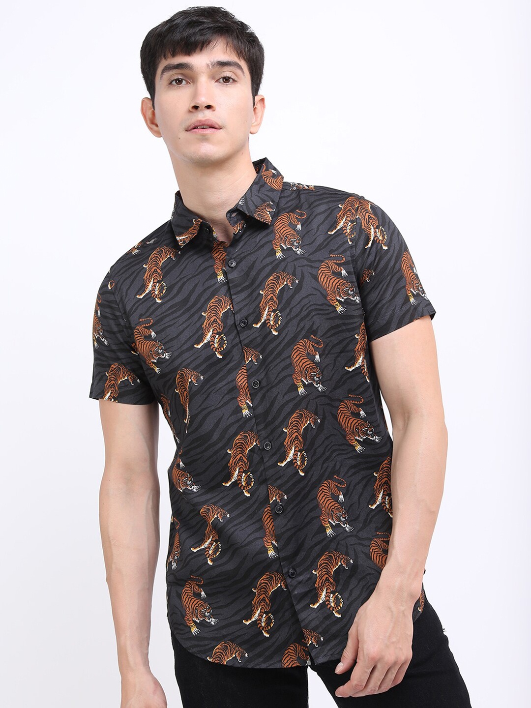 

KETCH Men Grey Slim Fit Printed Casual Shirt