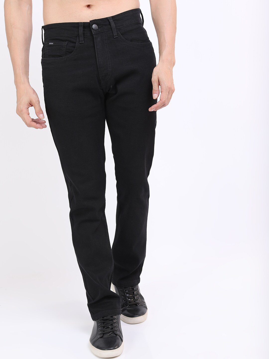 

KETCH Men Black Straight Fit Clean look Cotton Jeans
