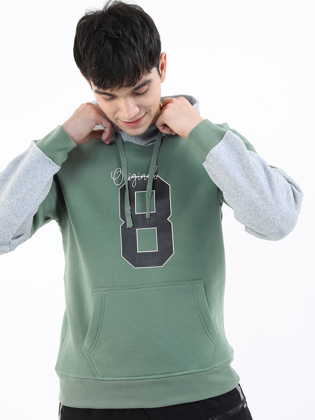 

KETCH Men Green Printed Hooded Sweatshirt