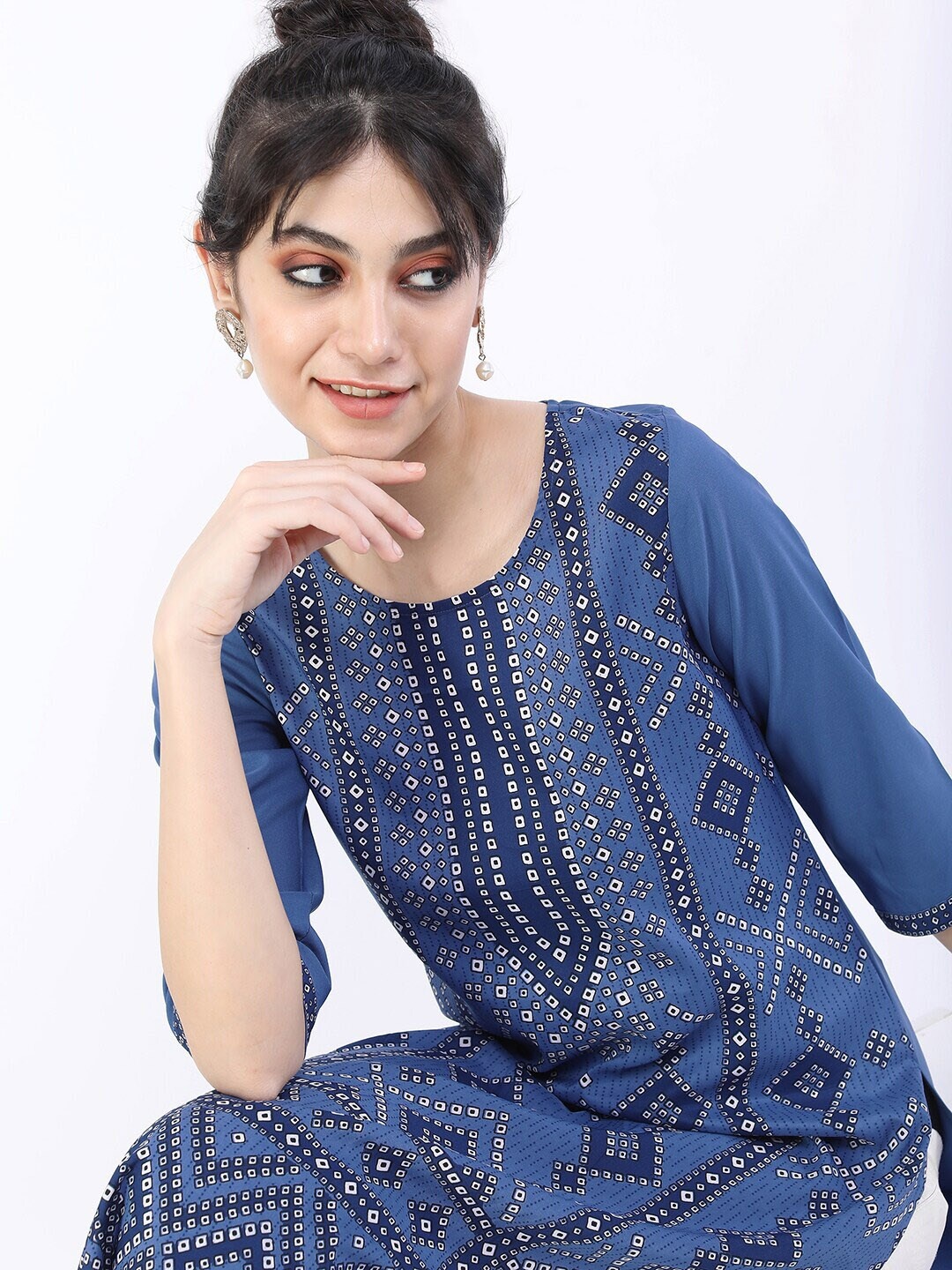 

KETCH Women Blue Geometric Printed Kurta
