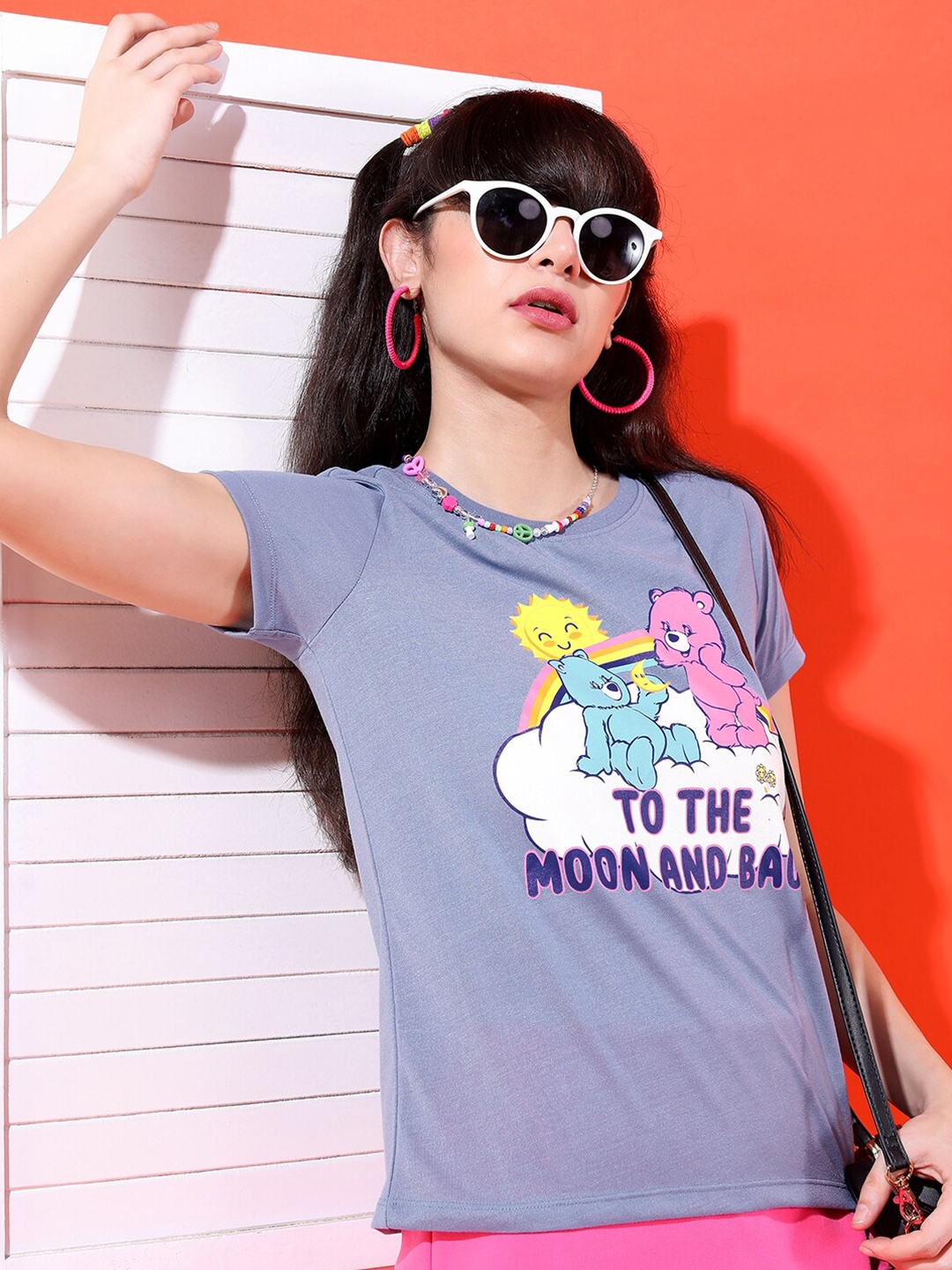 

Tokyo Talkies Women Blue Printed Slim Fit T-shirt