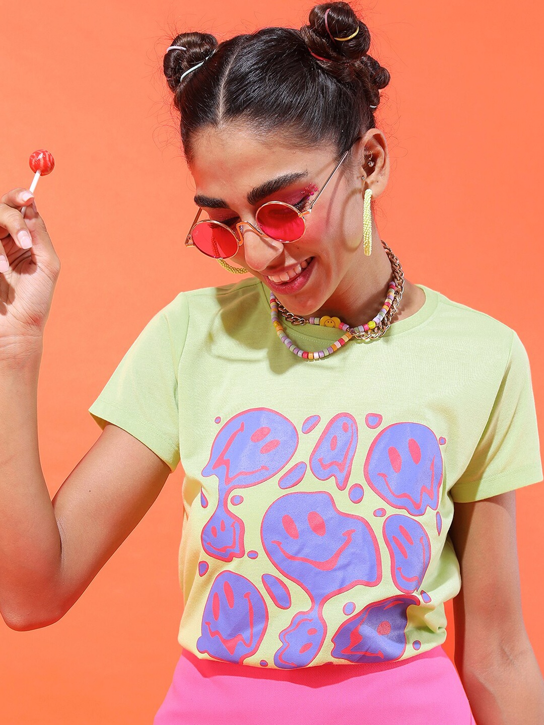 

Tokyo Talkies Women Green Printed T-shirt