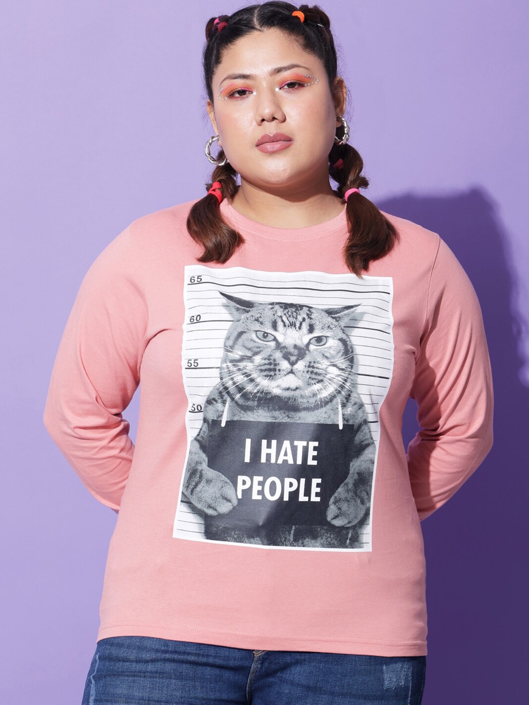 

BEYOUND SIZE - THE DRY STATE Women Plus Size Rose Printed T-shirt