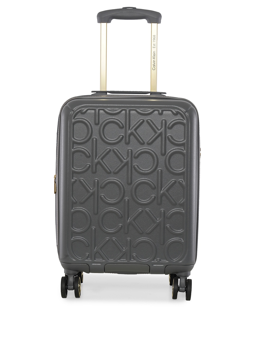 Calvin Klein Big Monogram ACC Range Hard Case Cabin Size Trolley Bag, Grey