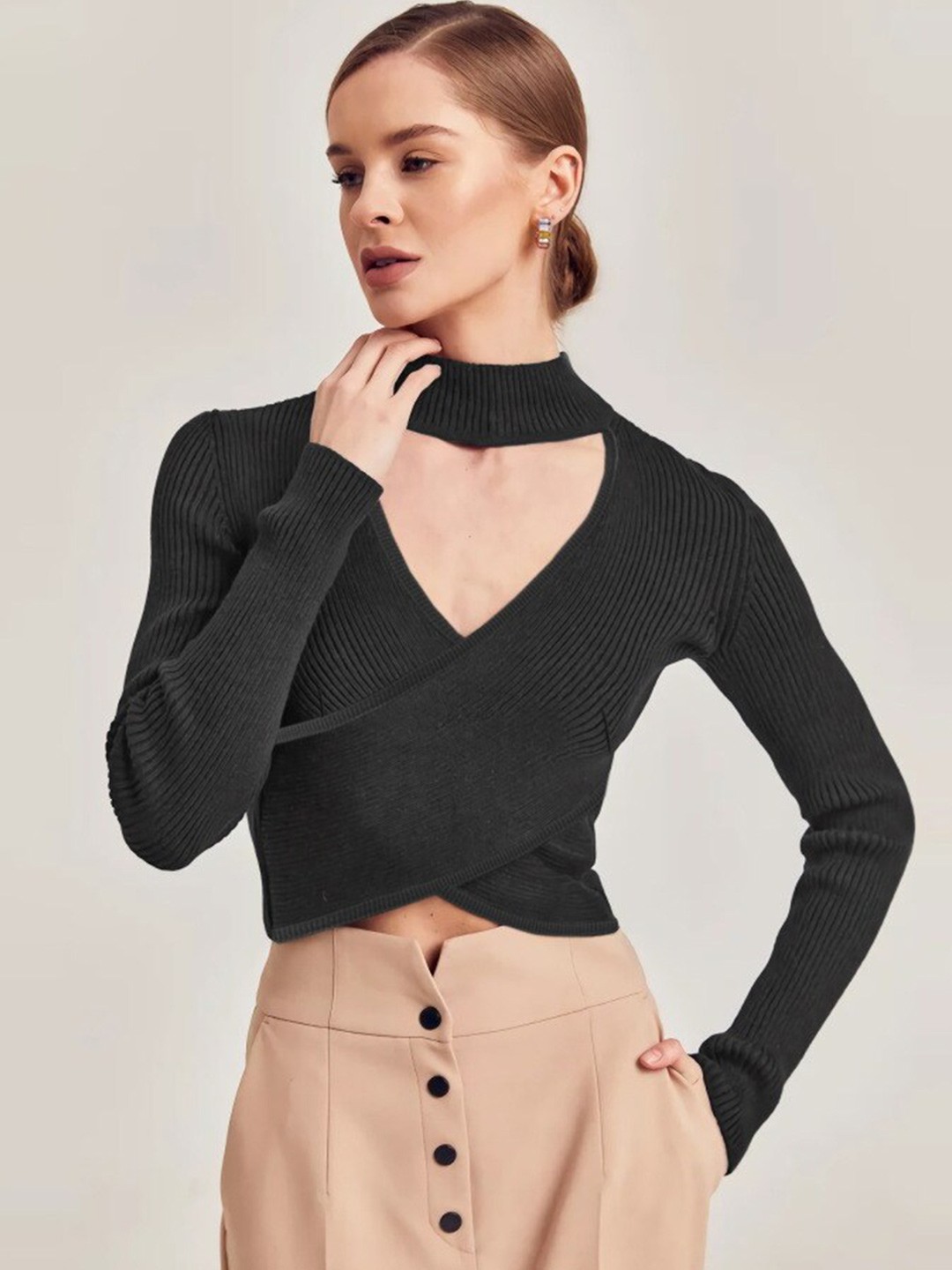 

BoStreet Black Cut Out Crop Top