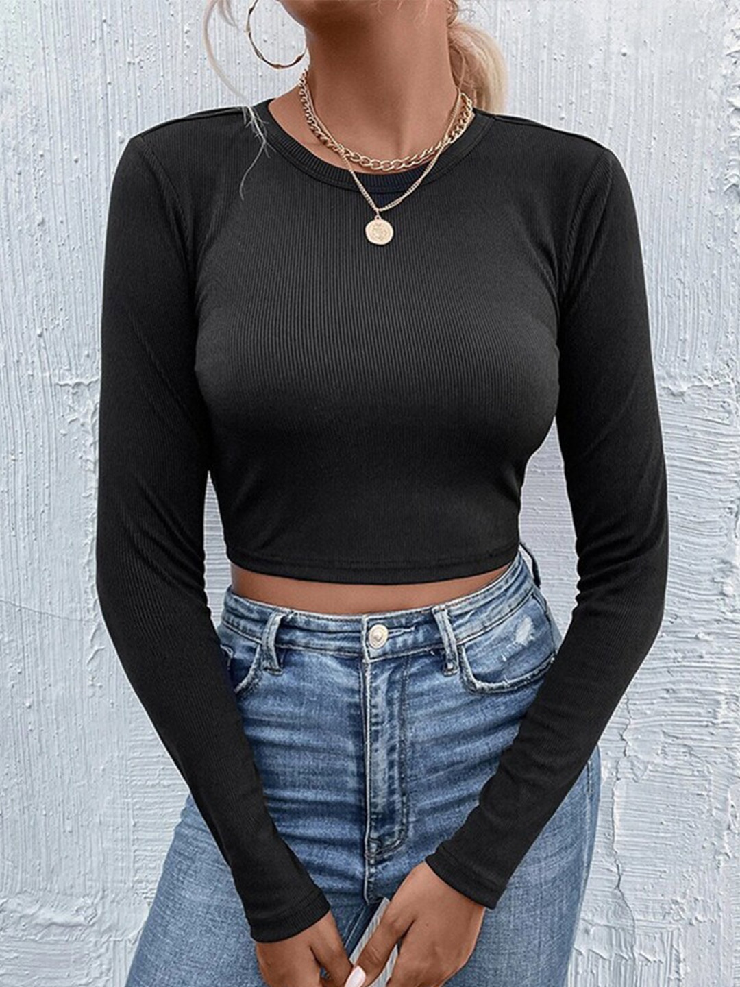 

StyleCast Women Black Solid Fitted Crop Top