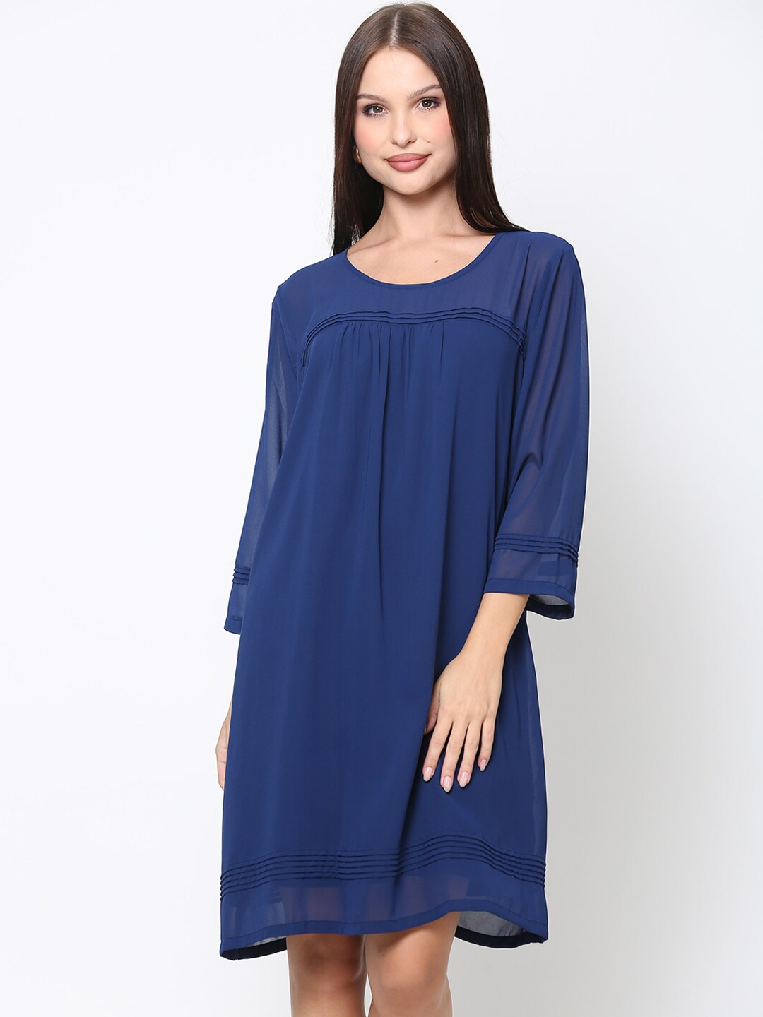 

DRIRO Blue Solid Mini Dress, Navy blue