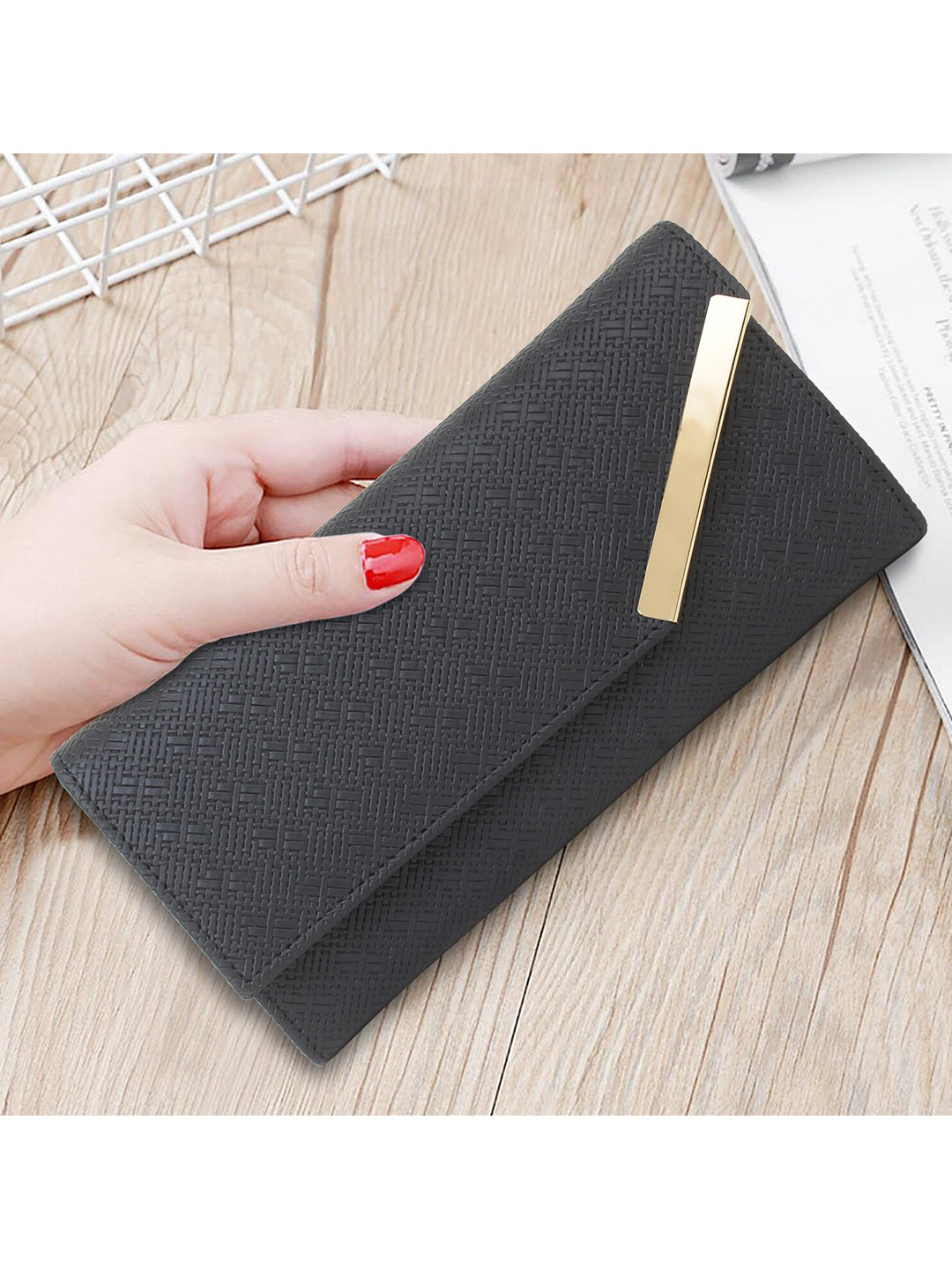 

Bag Pepper Charcoal Textured Purse Clutch