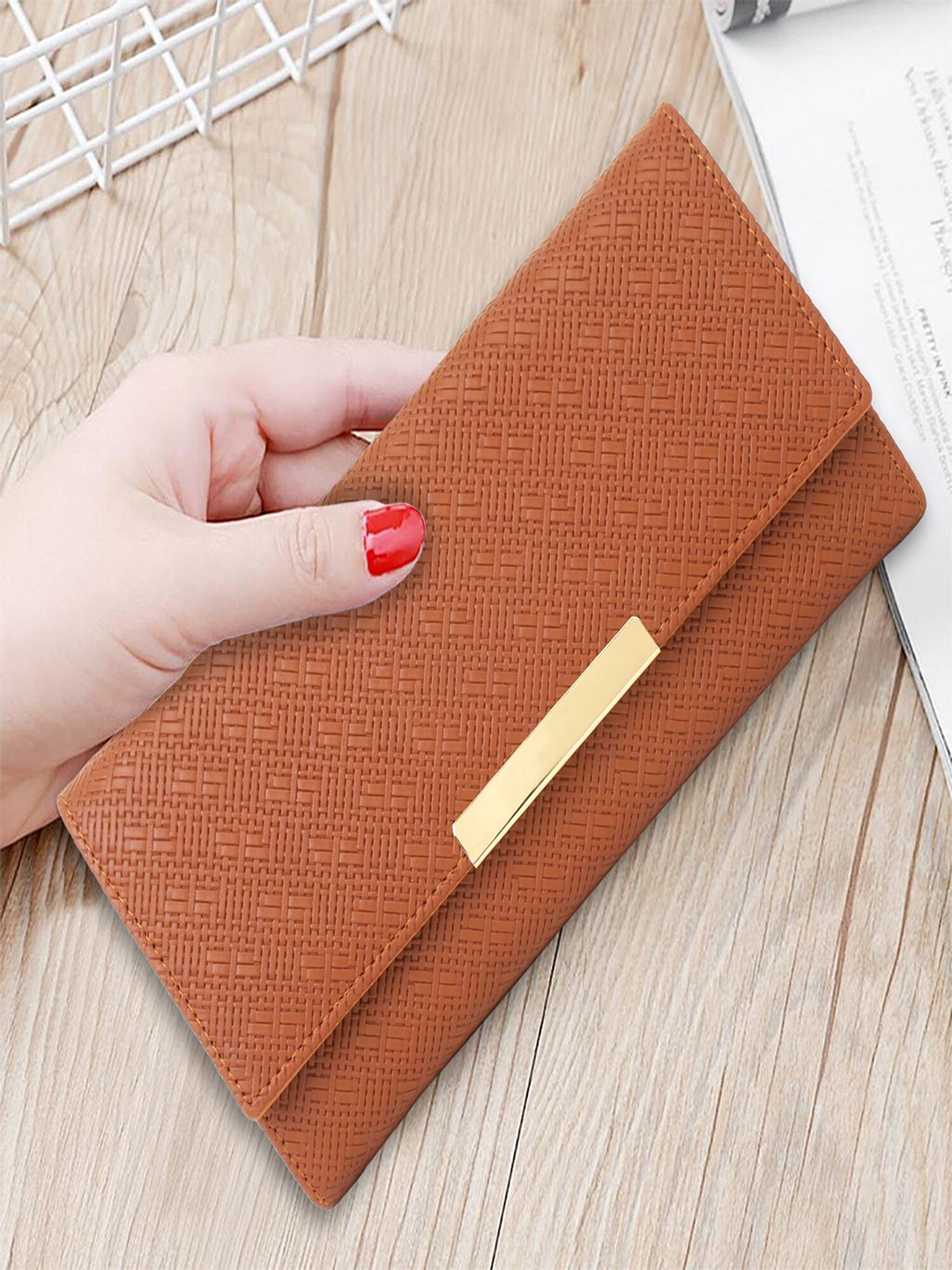 

Bag Pepper Orange Textured Purse Clutch