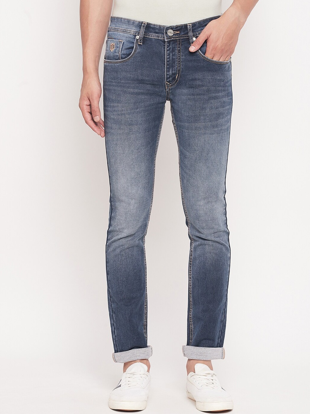 

Duke Men Slim Fit Heavy Fade Stretchable Jeans, Blue