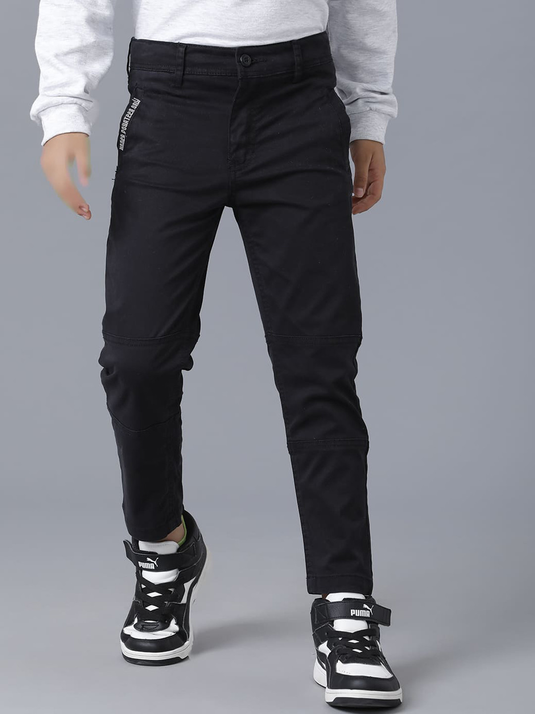 

UNDER FOURTEEN ONLY Boys Black Slim Fit Trouser