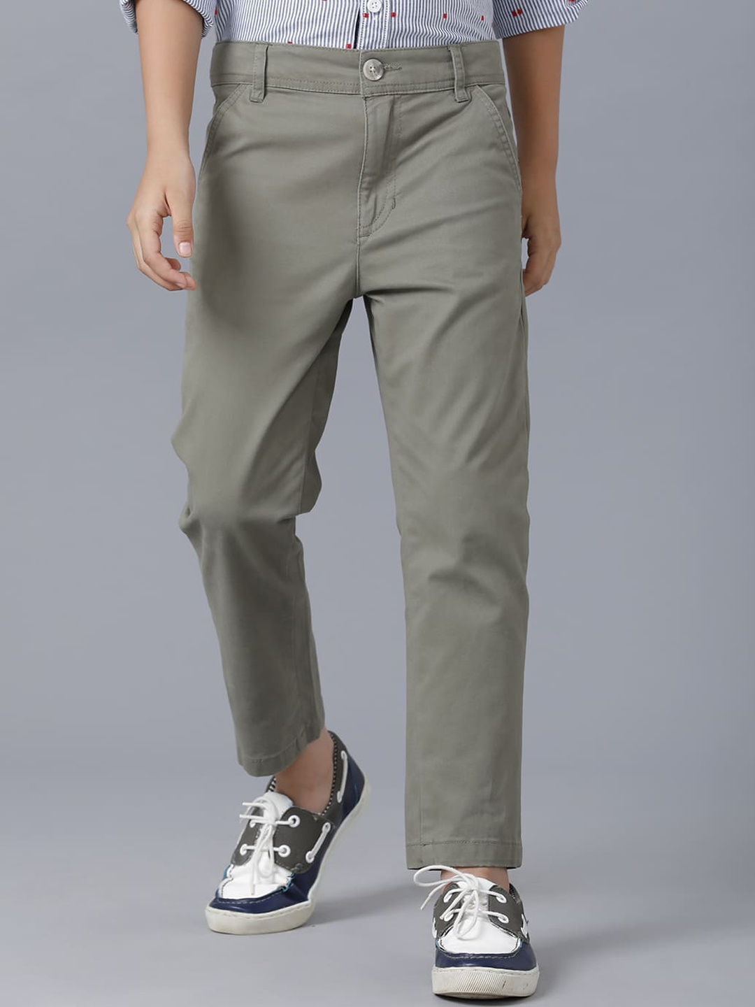 

UNDER FOURTEEN ONLY Boys Olive Green Slim Fit Trouser